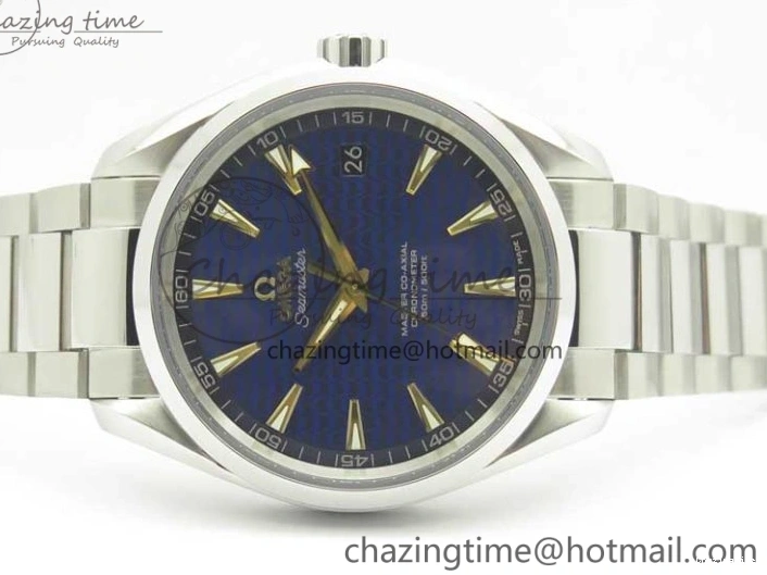 0418 Aqua Terra 150M SS VSF 1:1 Best Edition Blue Wave Textured Dial YG Hand on SS Bracelet A8500 Super Clone Sporty 8026